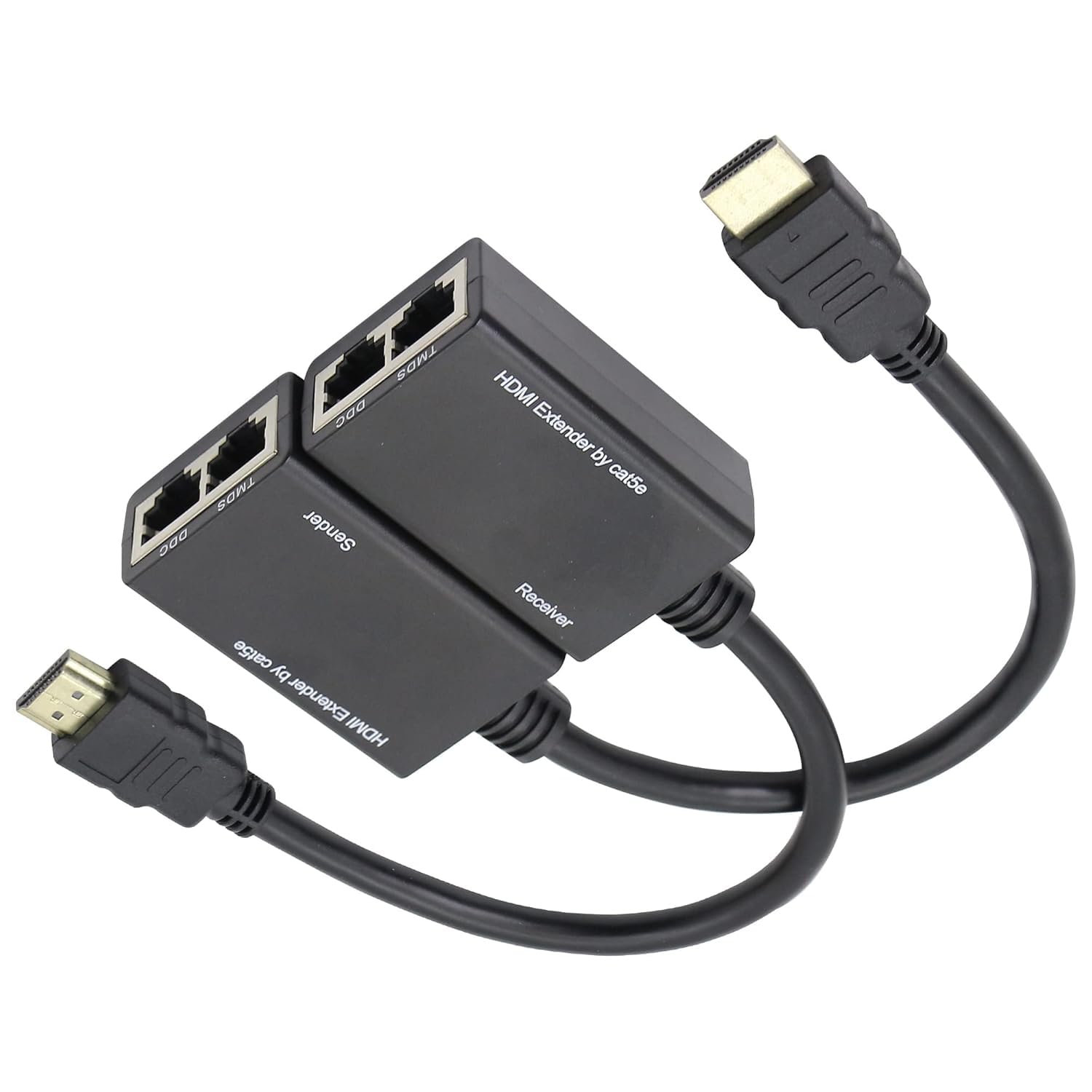 MICROWARE HDMI Extender to RJ45 Over CAT 5e/6 Network LAN Ethernet Cable Adapter Signal Repeater 98ft 1080P HDMI Male to RJ45 Adapter 30M Sender+Receiver,2 Ports-image-42