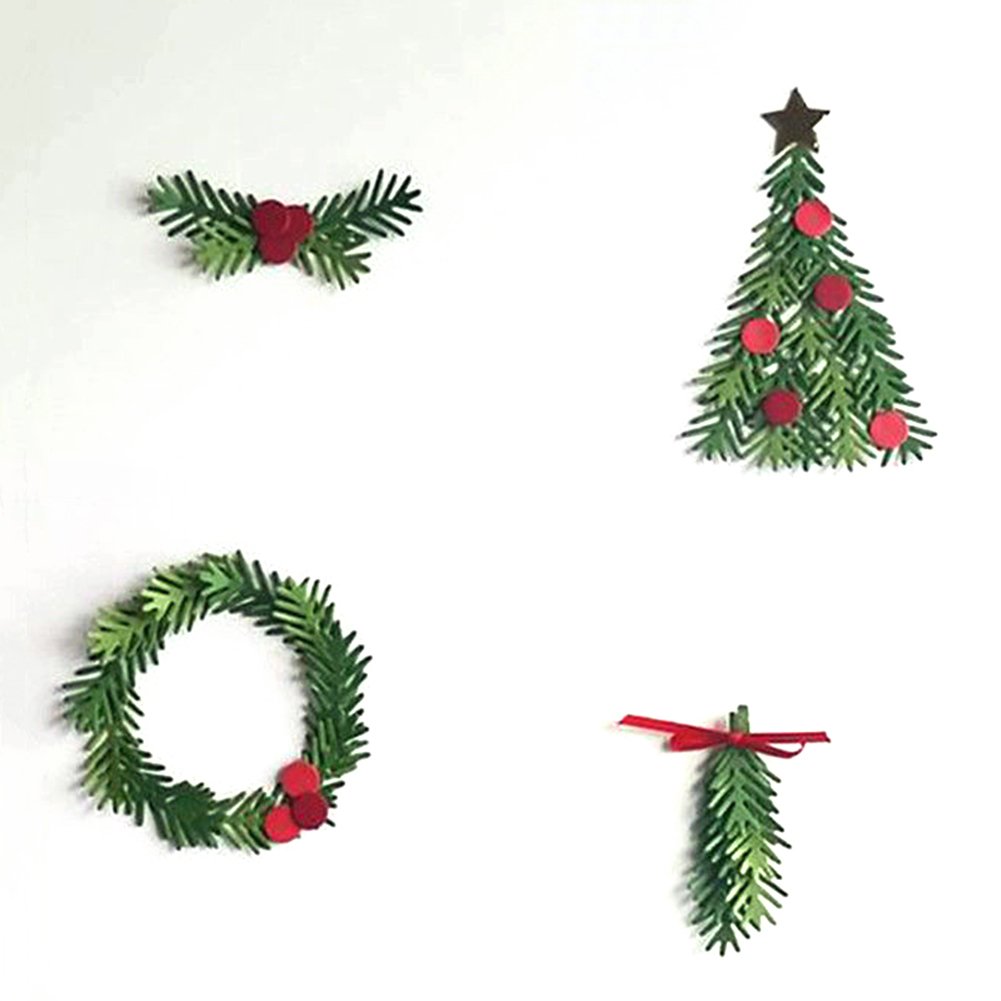 Gemini_mall Stencil Natalizio In Acciaio Per Scrapbooking - Sagoma Albero Di Natale 11,5x7,5 Cm Per Biglietti Fai Da Te E Decorazioni