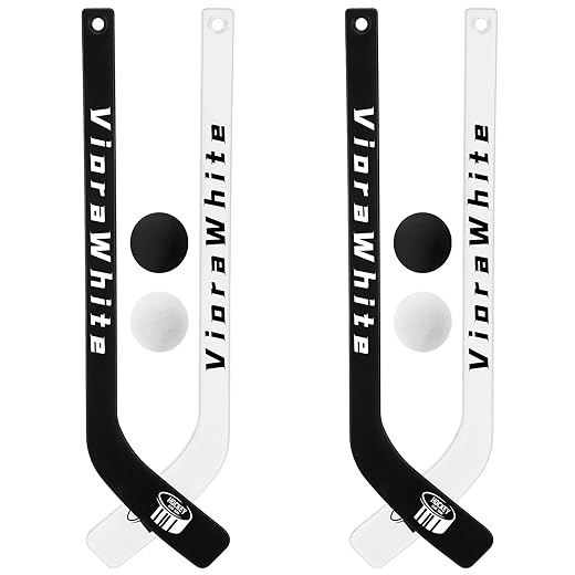 8 Pcs Mini Knee Hockey Stick and Ball Set Knee Hockey Set Includes 4 Mini Sticks and 4 Foam Balls for Sports Winter Indoor Floor