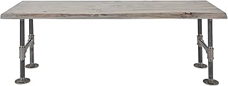 Restore by Pipe DÃ‰COR Live Edge Wood Accent Bench 48 in. x 16 in. x 17.75 in. Reclaimed Ponderosa Pine Wood in Riverstone Grey with Industrial Pipe Legs