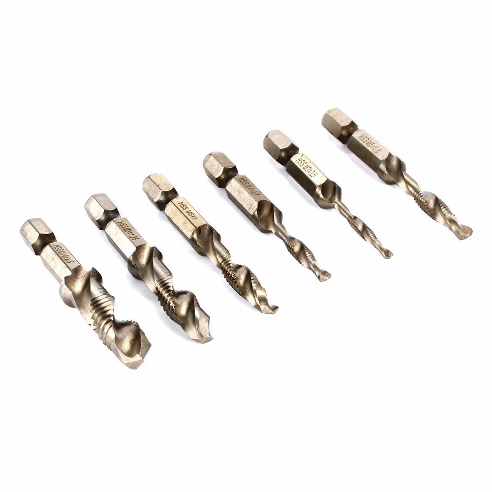 Driak 6pcs HSS Screw Countersink Drilling Bits M3-M10 Combination 1/4