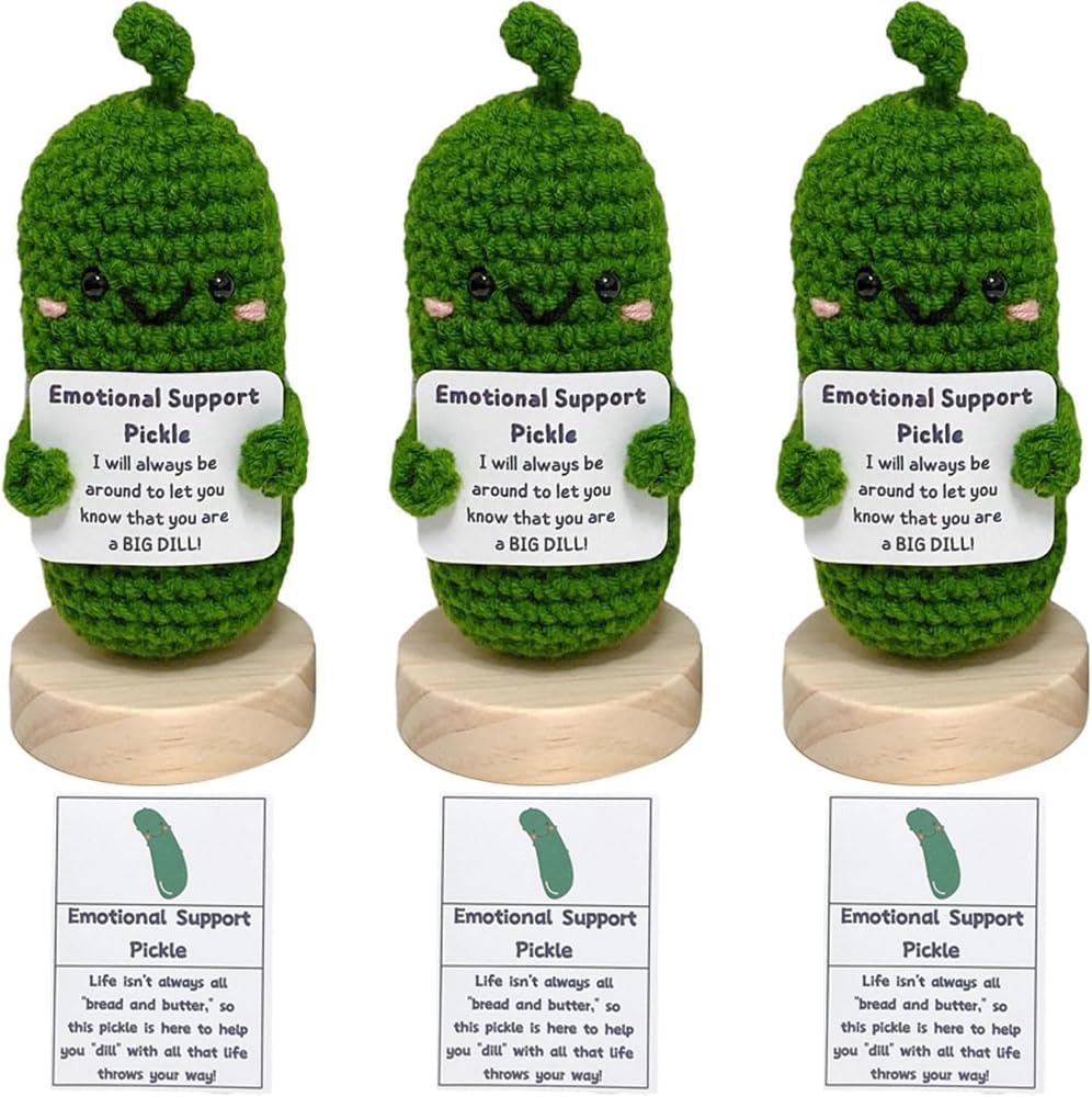 Handmade Emotional Support Pickled Cucumber Gift, Handmade Crochet Emotional Support