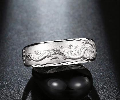 Amazon | [ティンティンローズ] 出世の守り神 龍 メンズ リング 純銀