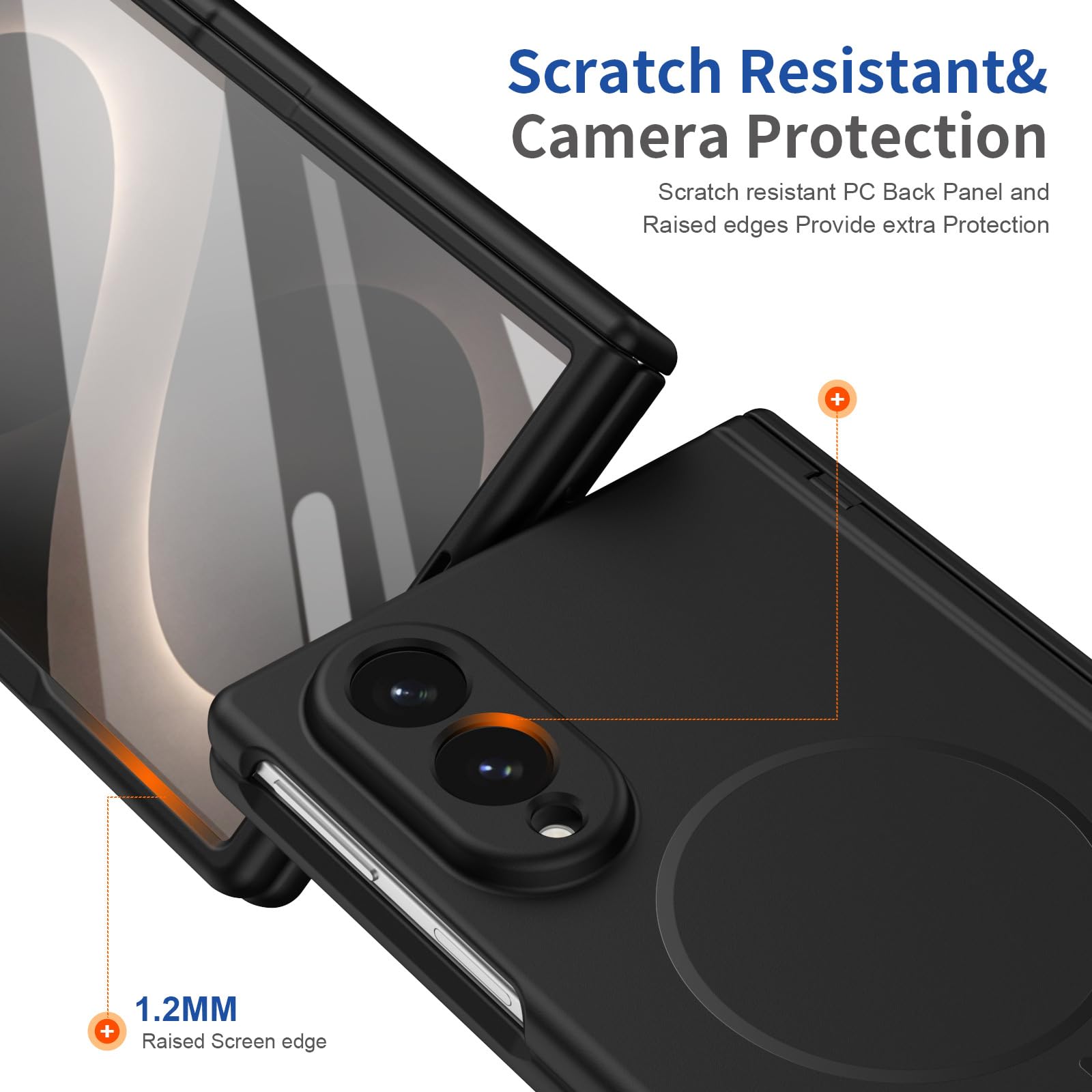 Étui Magnétique for Samsung Galaxy Z Fold 8, Coque De Protection D'objectif De Charge sans Fil, Charnière De Protection D'écran, Housse en PC Givré(Blue)