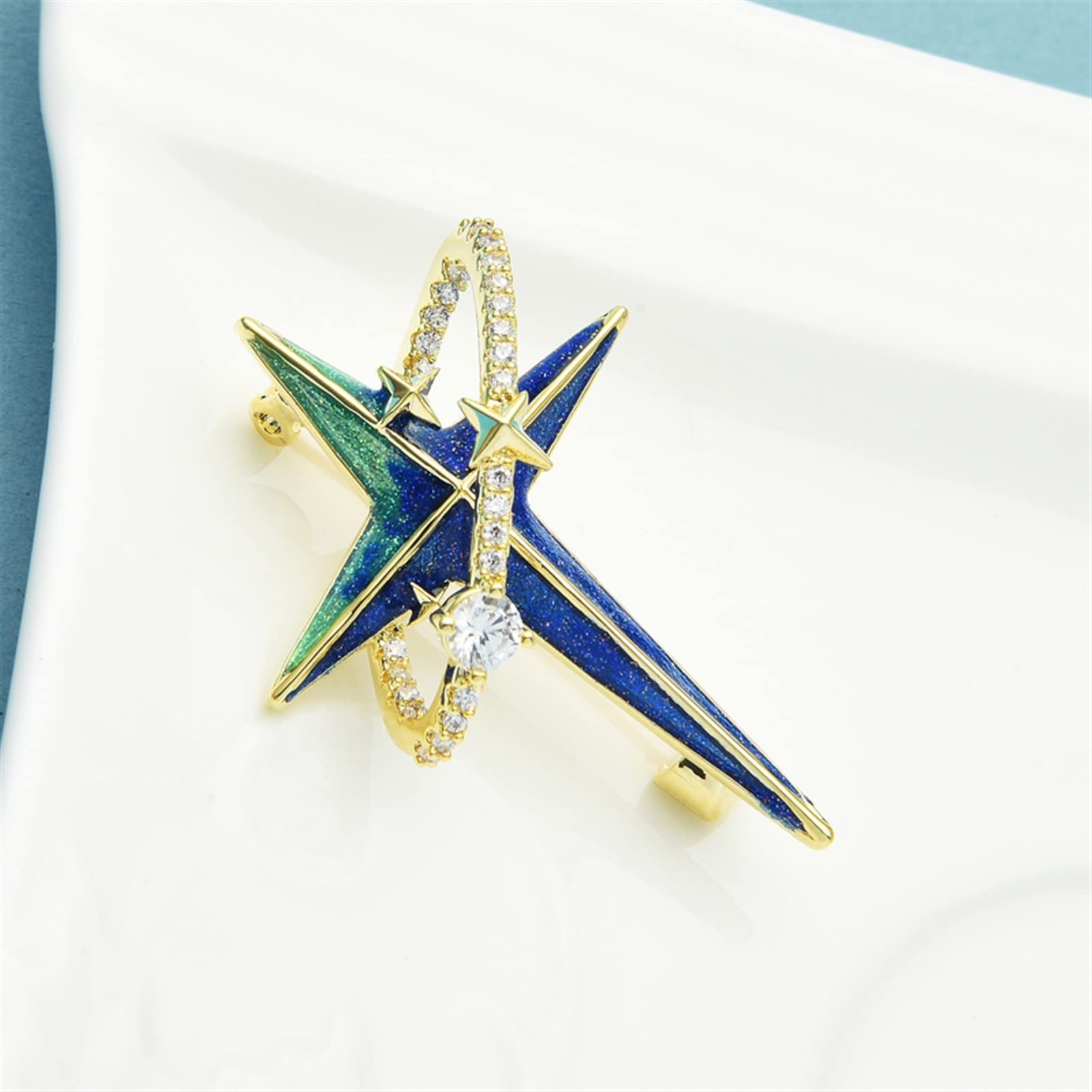 WXKAGF Broches de Mujer, Accesorios de Moda para Mujer, Estrellas esmaltadas, Broche de Fiesta con Diamantes de imitación para Mujer, cárdigan, Chaqueta, Abrigo, Broche, Pin
