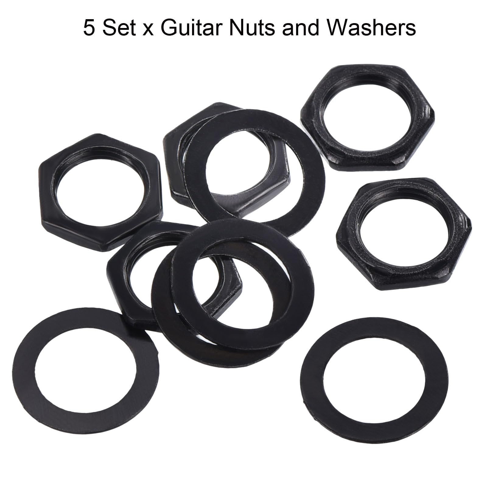 QUARKZMAN Moeren en sluitringen voor gitaar aansluiting ingang gitaar 3/8 inch kubus grijs zwart voor set 3 gitaar bas