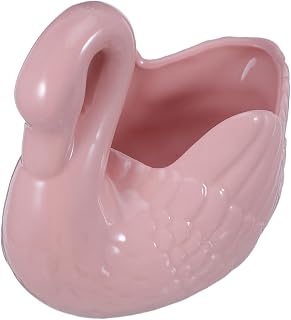 Beaupretty Tiny Ceramic Swan Planter for Succulents and Small Cacti