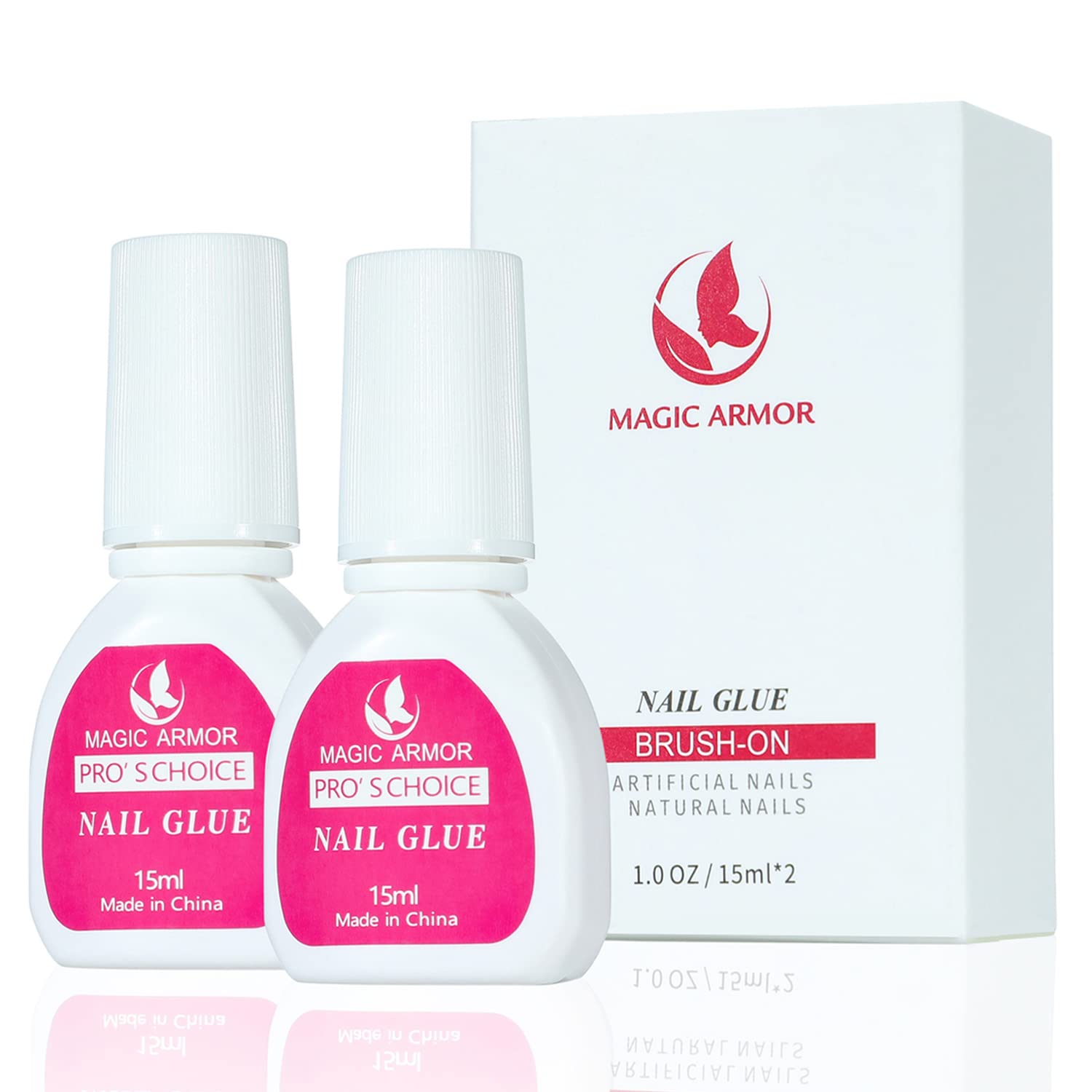 2 pcs Nail Glue for Acrylic Nails,Brush on Nail Glue for Broken Nails Professional Quick & Strong False Nail Tip Glue,Super Adhesive Nail Bond,Nail Glue Bulk Press on Fake Nails(15ML/0.5OZ)