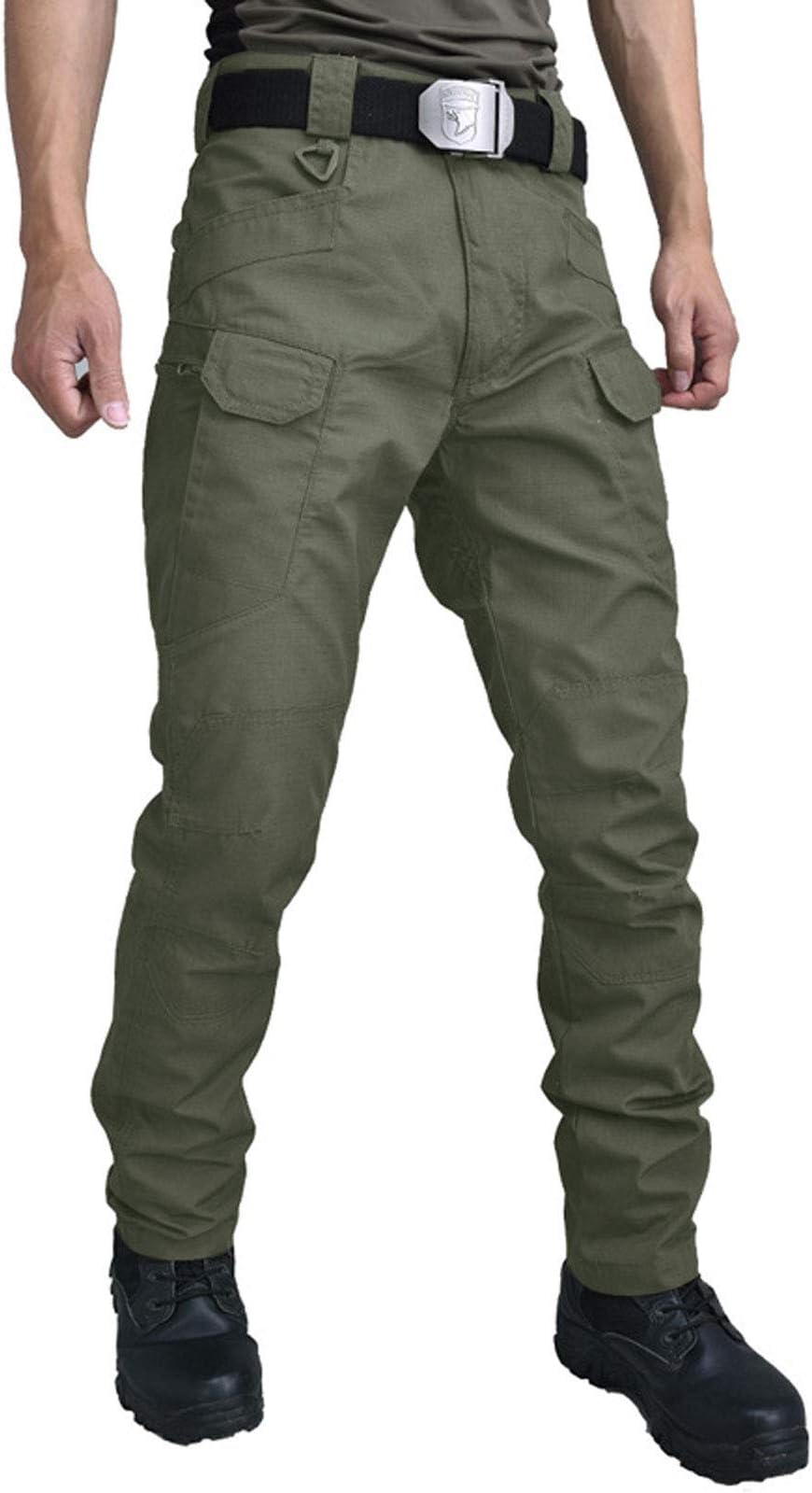 Mens Outdoor Tactical Cargo Work Trousers Lightweight Ripstop Pants