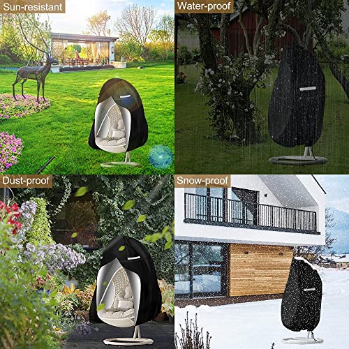 Egg Chair Cover Waterproof, Patio Hanging Egg Chair Covers Outdoor Swing Egg Chairs Cover With Waterproof Zipper For Single Seat Egg Chair Outdoor Furniture Protector Garden Chair Cover 75" H X 45" D #TOP6
