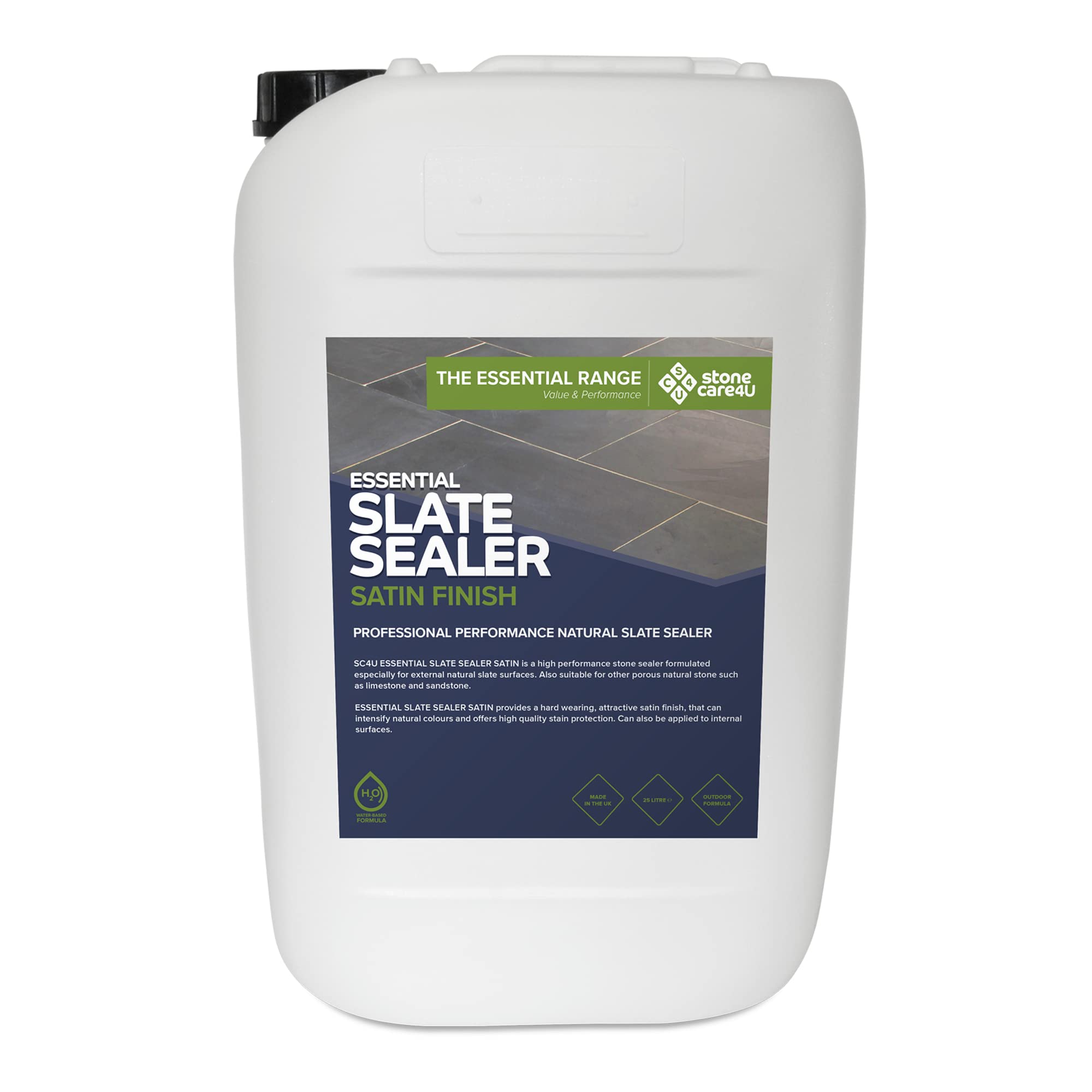 StoneCare4U - Slate Sealer Satin - 25L - Gloss Enhancement Exterior Natural Stone Sealant for Sandstone, Limestone, Slate & More. Outdoor Patio Sealant for Patio, Drive & Paths