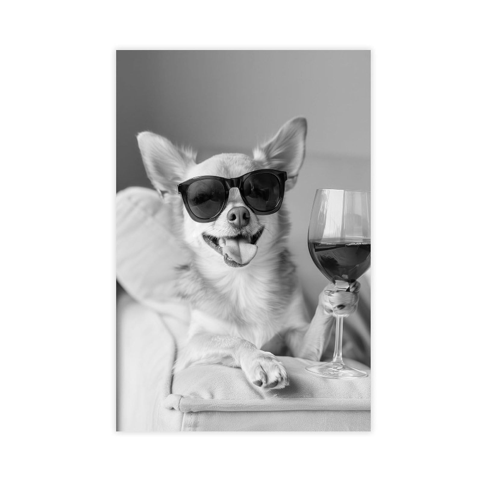NCUDANK Chihuahua Drinking Canvas Poster Wall Art Decor Print Picture Paintings for Living Room Bedroom Decoration 08x12inch(20x30cm)