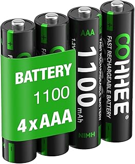 OOHHEE 4 x AAA Rechargeable Batteries, Ni-MH 1100mAh High Capacity AAA Battery, 1200 Tech Ni-MH Batteries, Low Self-discharge 1.2V AAA, with Battery Protection Box