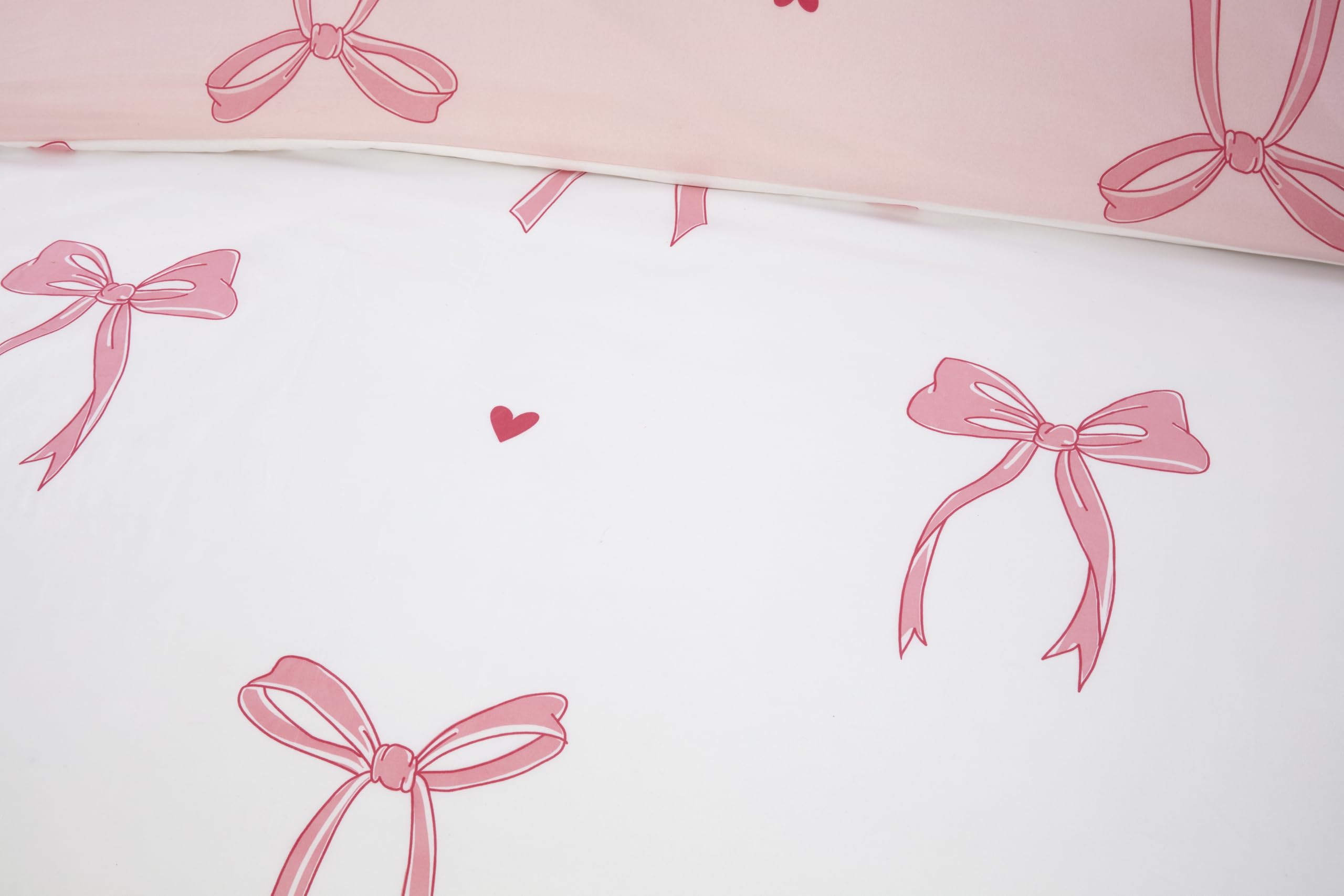 Rapport Home Pink Printed Reversible Microfibre Bedding Single Duvet Cover Set Bows – Cute Pattern Quilt Cover With Pillowcases
