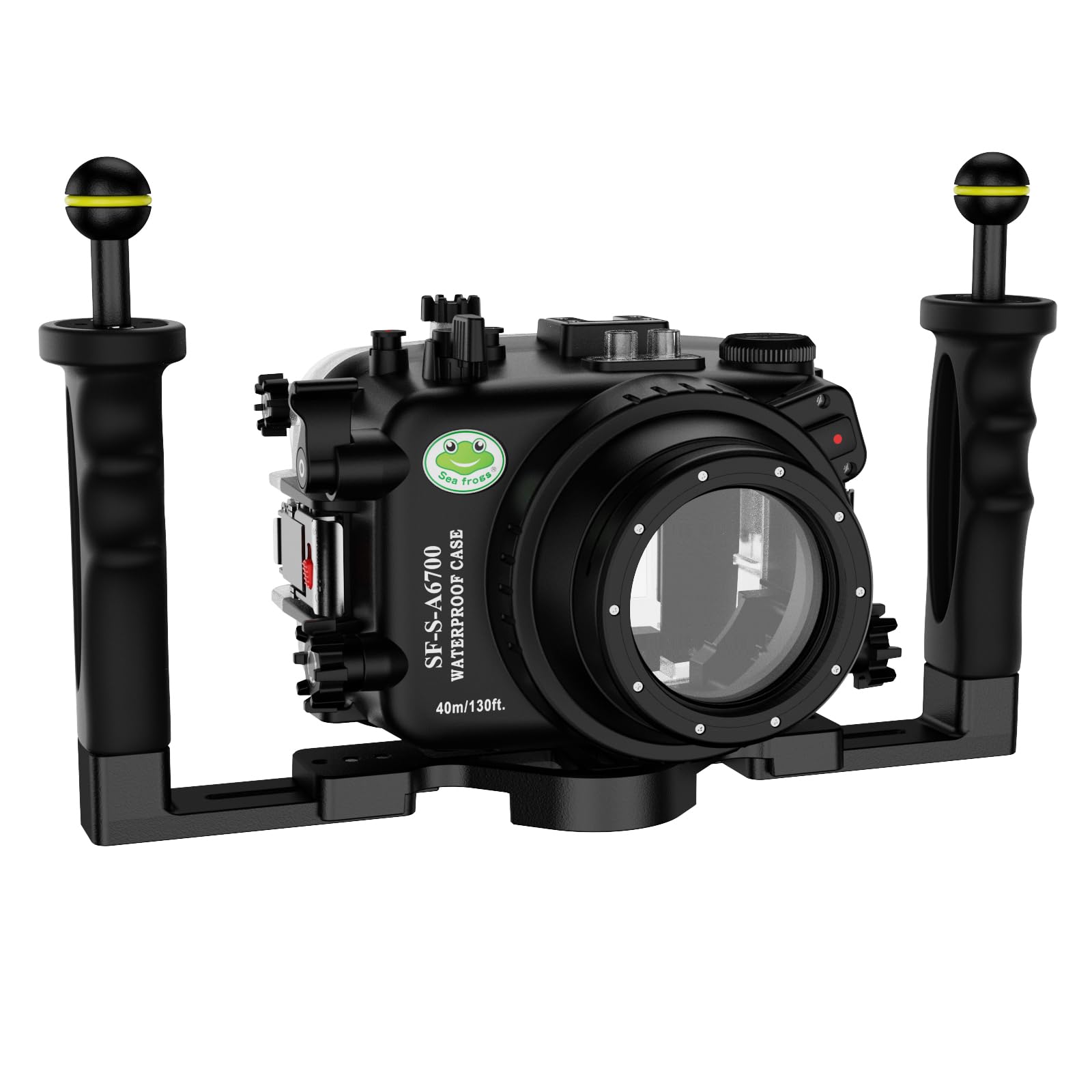 Sea frogs Funda para cámara subacuática compatible con Sony A6700 IPX8 40 m/130 ft Máxima profundidad de inmersión, carcasa impermeable para buceo, surf, remo, esquí (a6700 10-18 mm FL28)