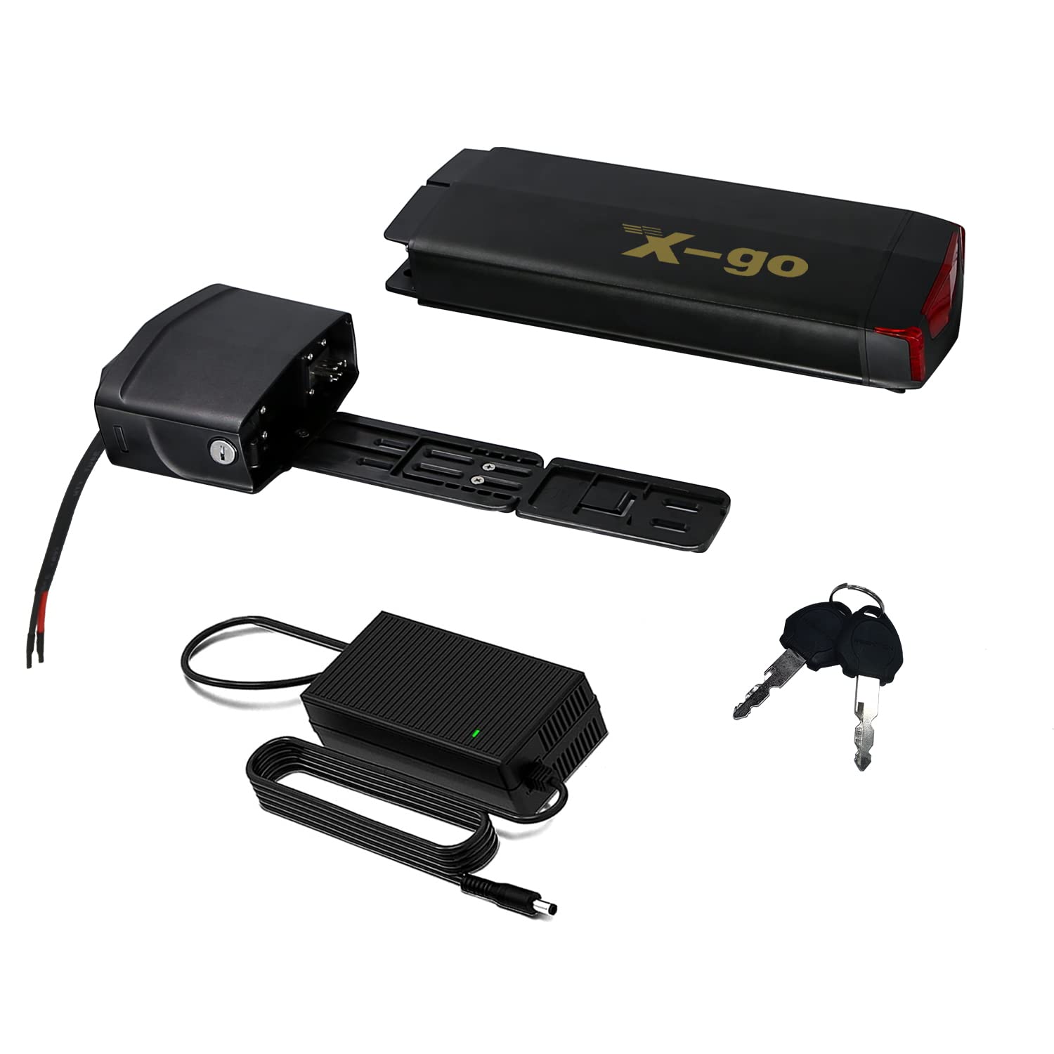 36 V 13 AH Batteria Bici Elettrica per Portapacchi con Caricabatterie, Interruttore di Accensione e Blocco di Sicurezza, Batterie per Biciclette Elettriche 26"- 28", per Motore