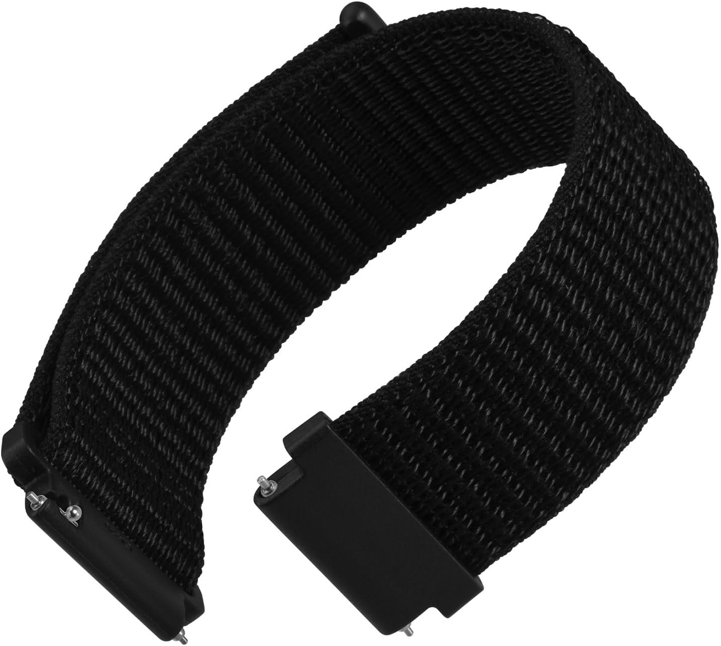 WOCCI 16mm Adjustable Nylon Watch Band, Quick Release Sport Loop Strap (Black)