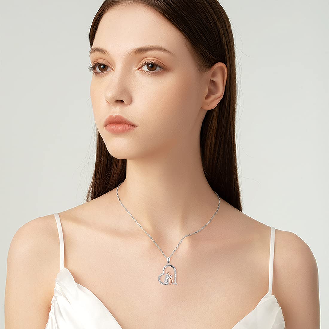LONAGO Collana Ragazza e Animale 925 Sterline D'argento Carino Cane Volpe Pendente Collana Gioielleria per Donne Ragazze