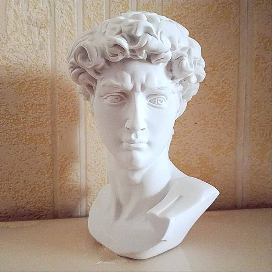 Amazon.co.jp: ダビデ像の頭の肖像画ミニ石膏ミケランジェロ家の