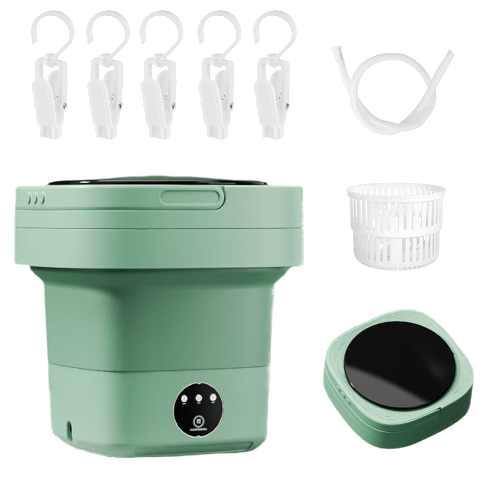 Lavatrice pieghevole portatile, capacità 8 l, mini macchina per lavanderia per viaggi, camper, campeggio, casa o appartamenti (verde)