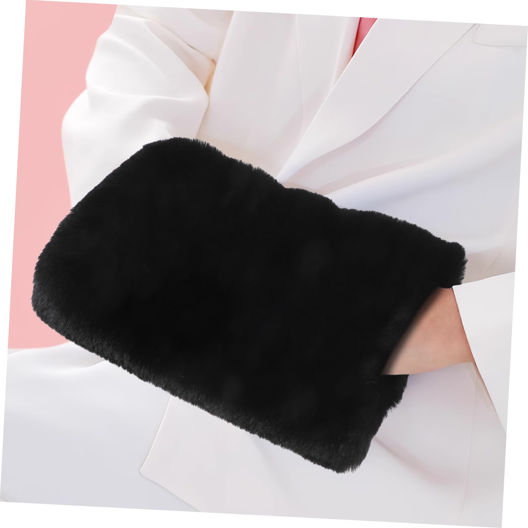 ibasenice Manguito más cálido Felpa cálida de Invierno calienta Forrado Rosa Calentador de Manos Accesorio de Invierno Suministro al Aire Felpa Corta Black