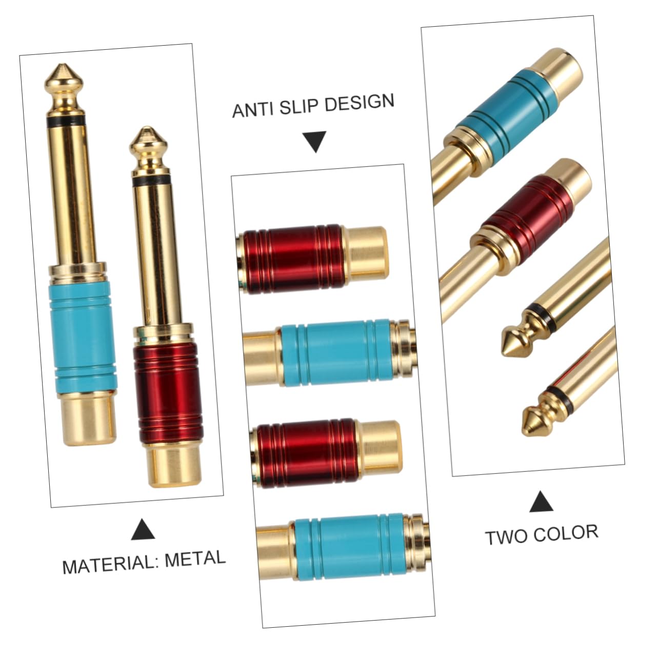 OSALADI 18pezzi Adattatore Audio Da Maschio Femmina Per Mixer e Chitarra Design Antiscivolo Materiale Durevole Compatibile Con Strumenti Musicali e Misti
