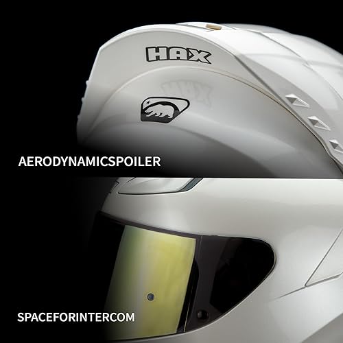 Miniatura 4 de HAX Onix - Cascos de motocicleta de cara completa para hombre, cascos de motocicleta con pinlock listo, aprobado por DOT, ajuste cómodo, blanco, M