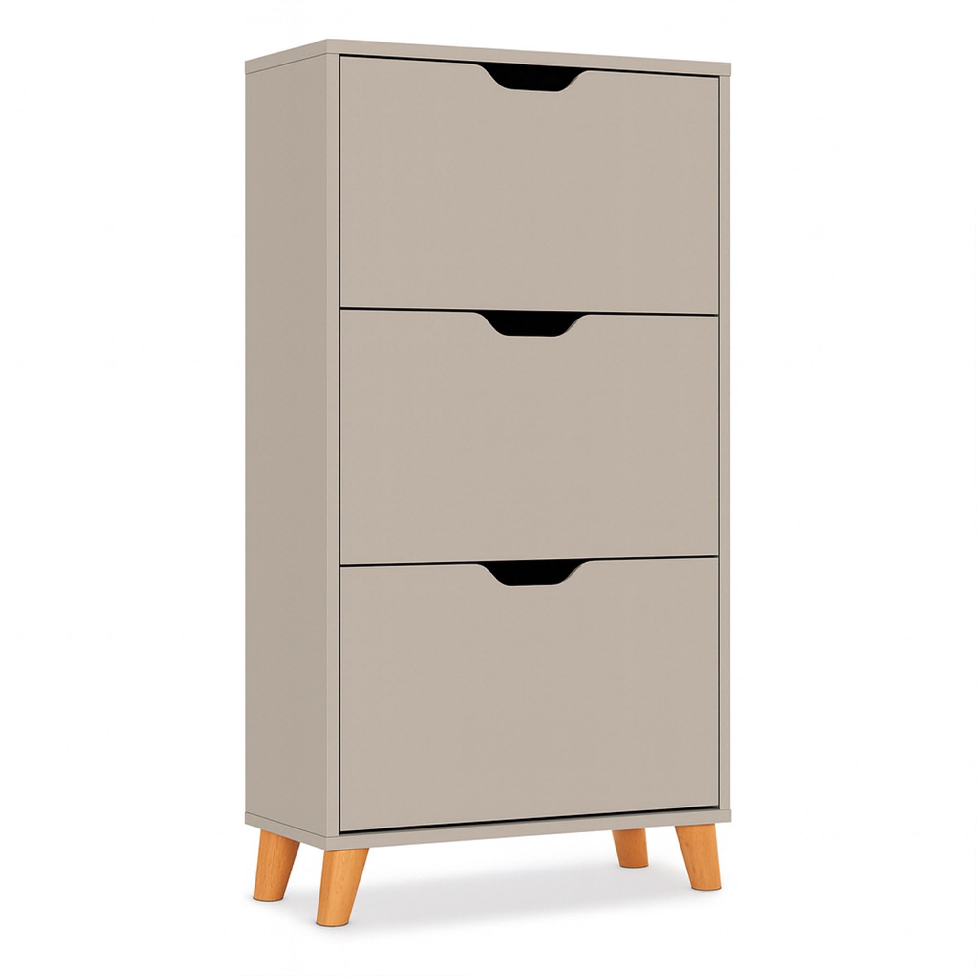 FRANKYSTAR Plana - Scarpiera Salvaspazio 3 Ante 55x116x25 cm per 18 Paia di Scarpe in Legno Tortora
