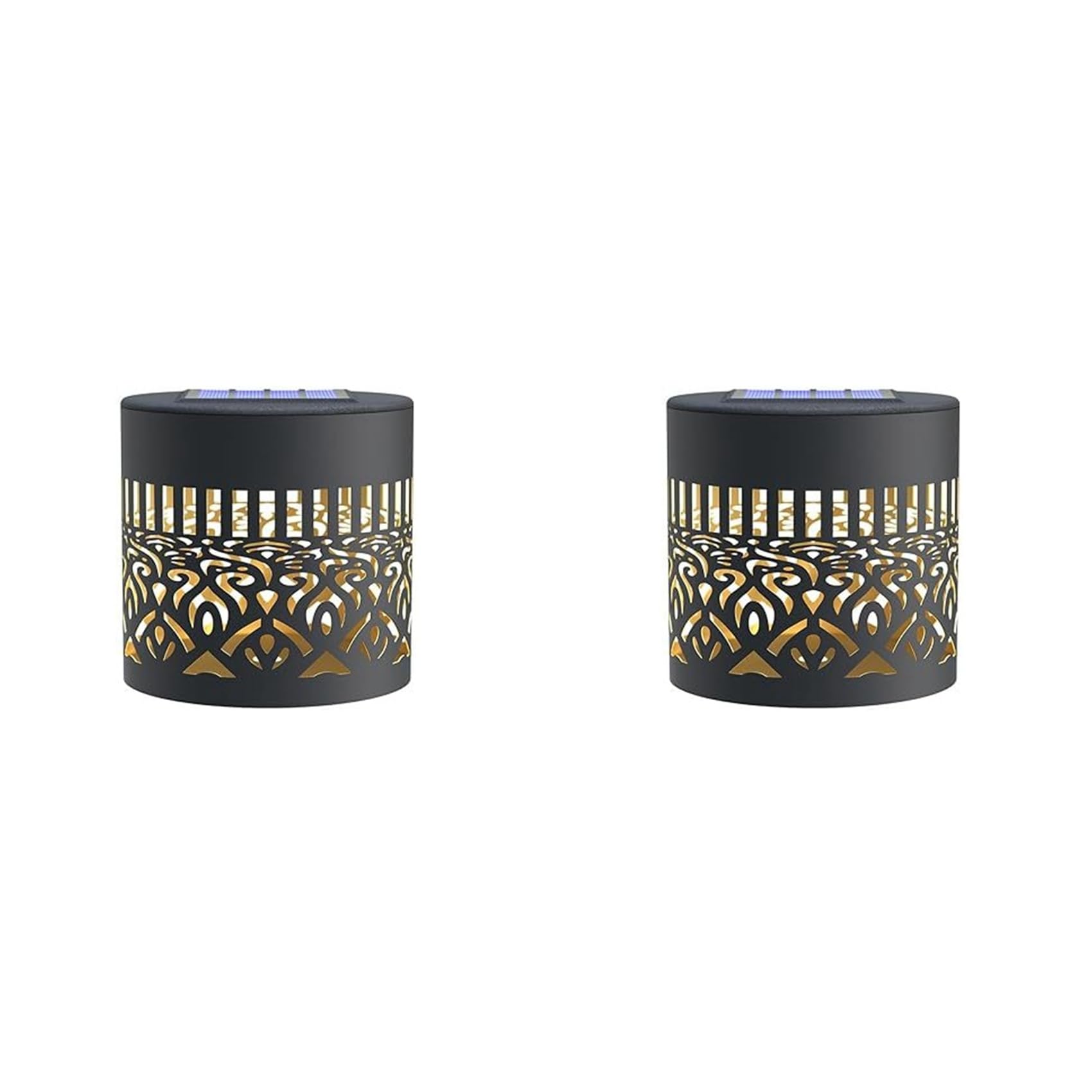 Vjsujehgy 2X Solar Fence Lights Mandala Metal Solar Powered Outdoor Wall Deck Step Lights