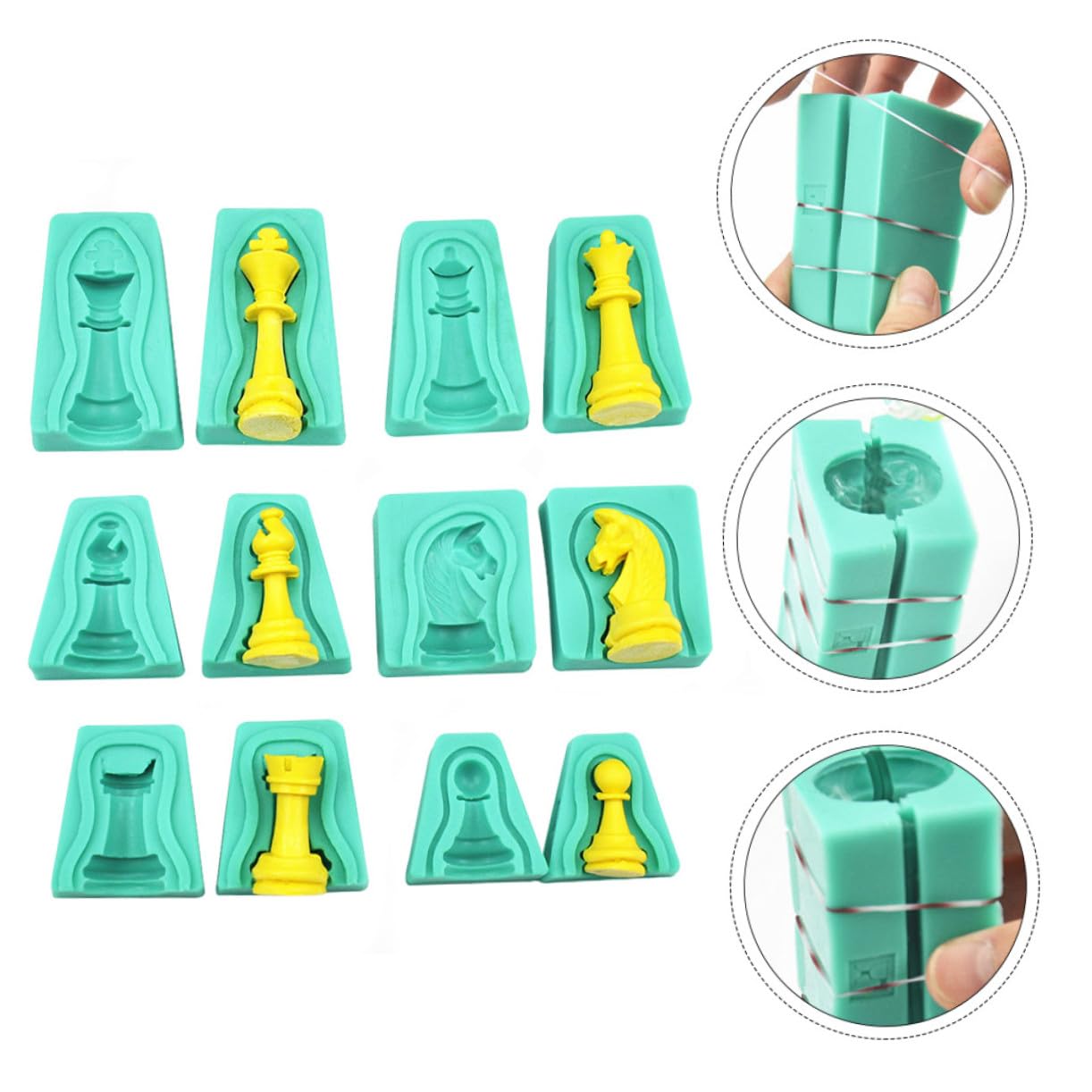 Molde de Silicona 3d de Ajedrez Verde 12 Piezas para Chocolate | Silicona, Acabado Antiadherente, DIY Baking, Creativo E Innovador, Seguro