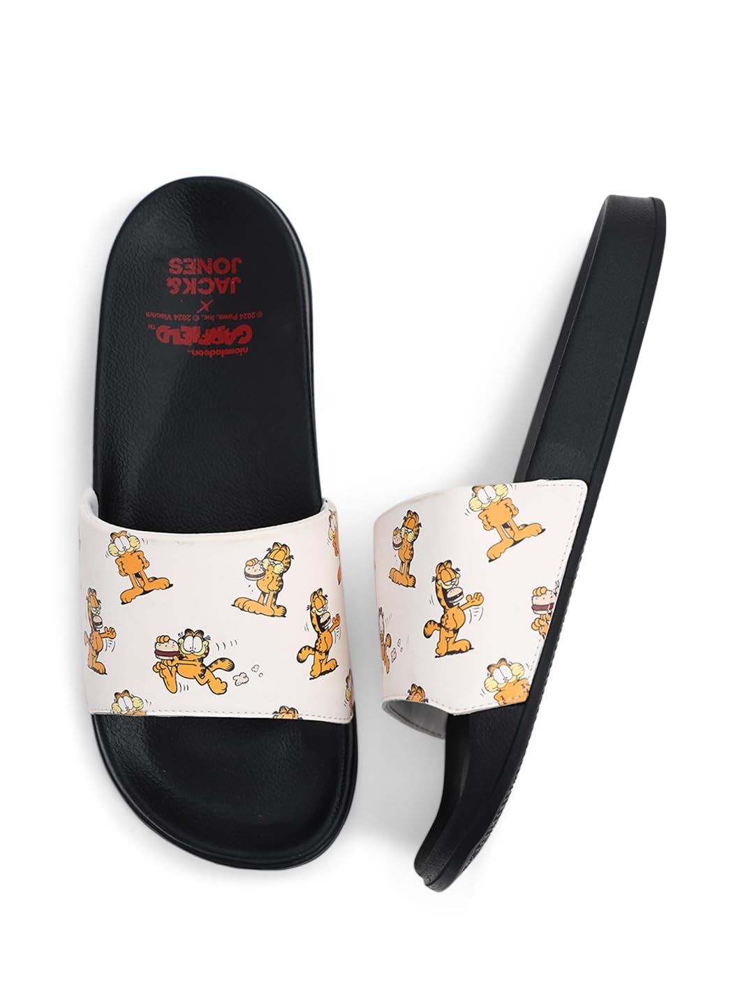 Jack & Jones X GARFIELD Black Printed Pool Sliders (B0DD3FK16Z) Amazon Price History, Amazon Price Tracker