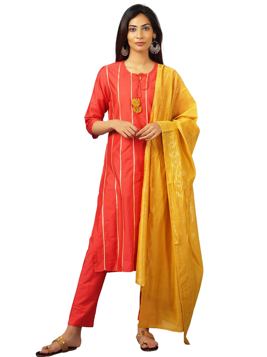 SHREEWomen Plain Kurta Trouser Dupatta