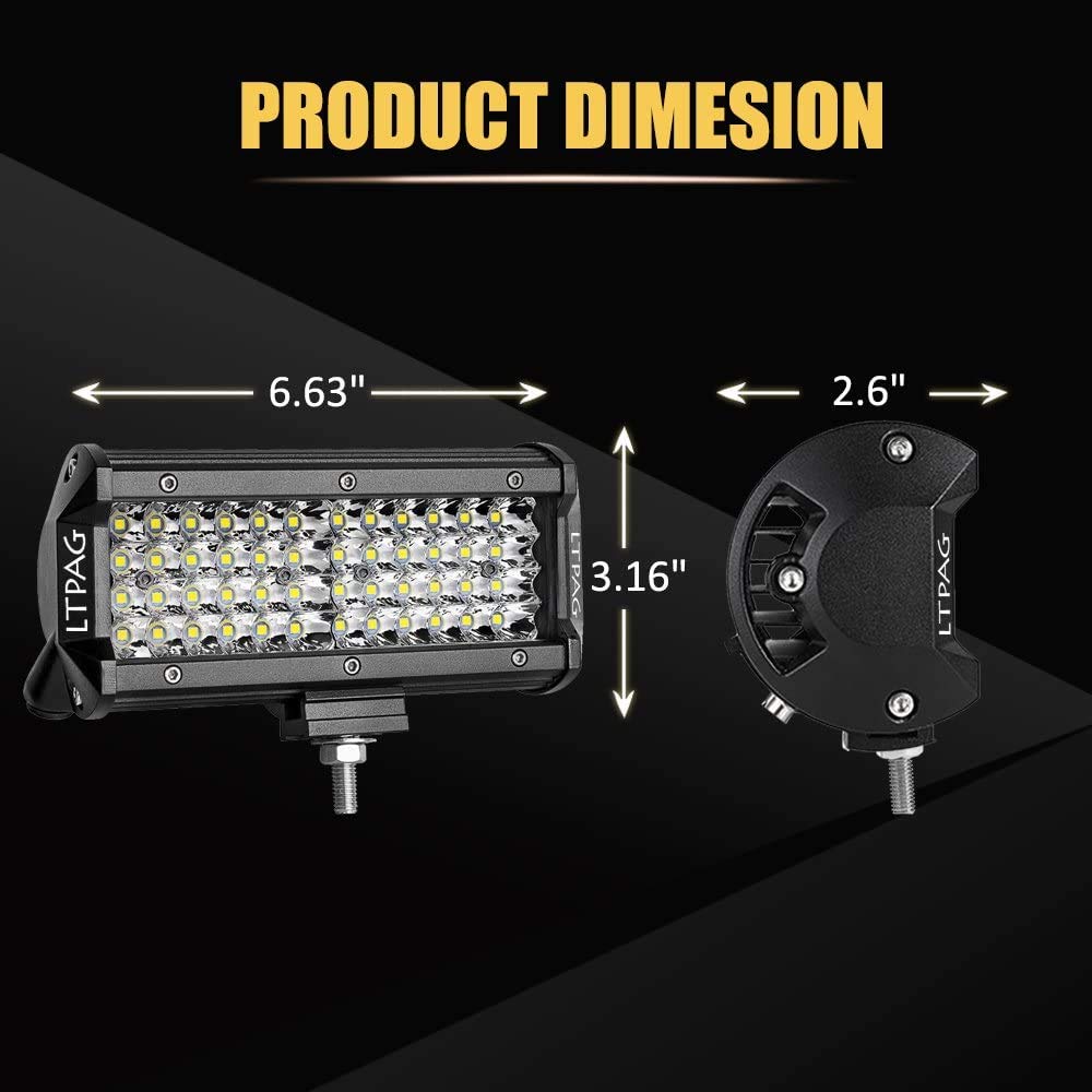 LTPAG 2 faros LED de 288 W, 288 W, 28800 lm, faro de trabajo para coche, 12 V, 24 V, luz de marcha atrás, IP68, con arnés de cables de 300 W, 12 V-48 V, 40 A, 2 leads