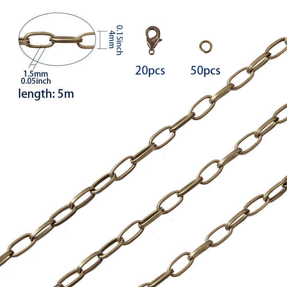 アクセサリー Chain8R SUNNYCLUE DIY Antique Bronze Curb Cable Chain Link Necklace Long