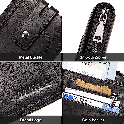 Zipper Wallet for Men, Genuine Leather Zipper Around Purse RFID Blocking Bifold ID Window,Zipper Wallet With Coin Pocket (Black)3