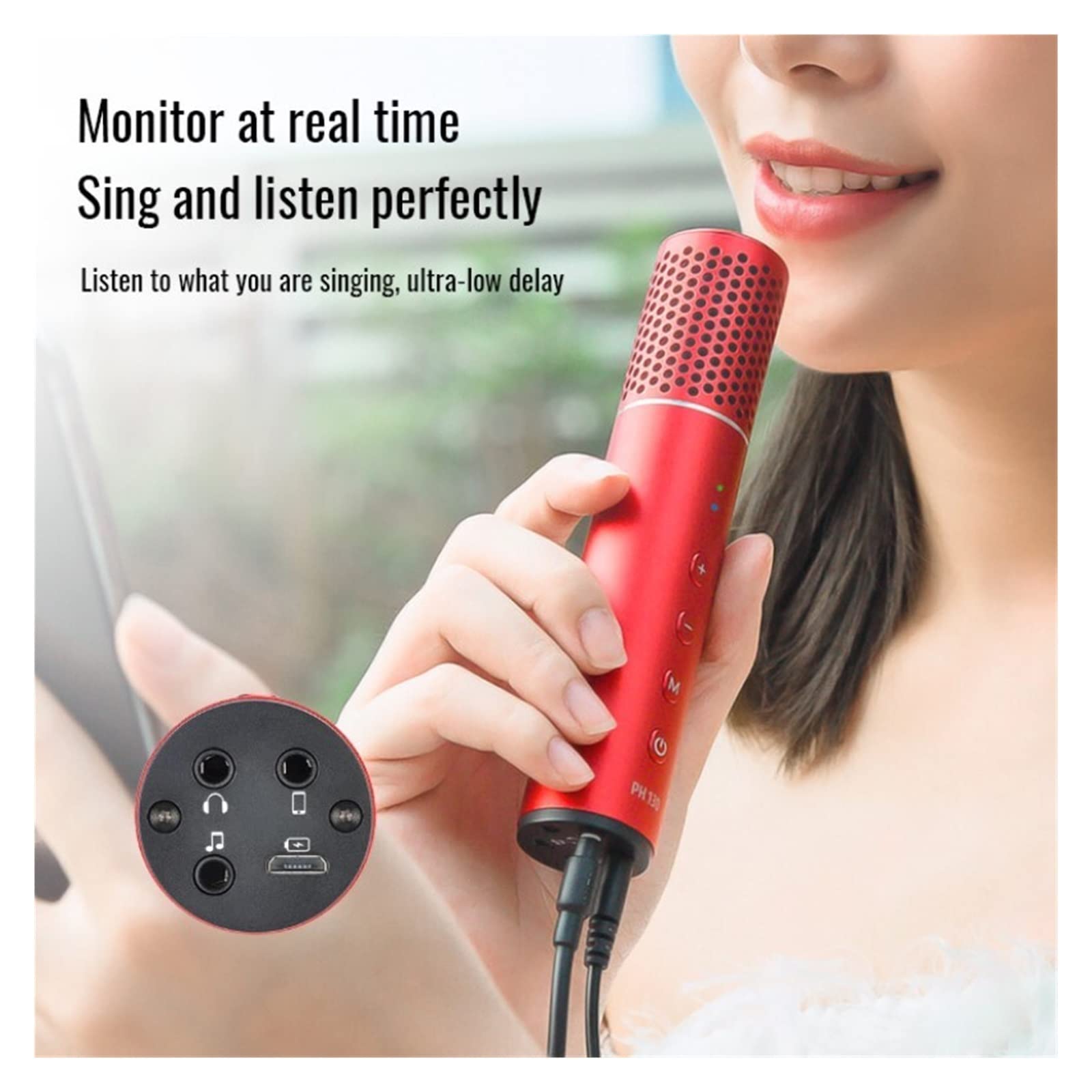 Cell Phone Karaoke/Live Broadcast Shouting Wheat Microphone Gold Plated Diaphragm Professional Recording Audio (Color : B)