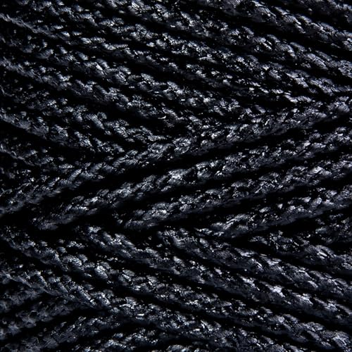 HONGDA Braided Tarred Bank Line Twine, Black Nylon String, 236 Feet #36, 2.2mm for Gardening, Construction, Gear Tying, Jungle Survival, Trotline