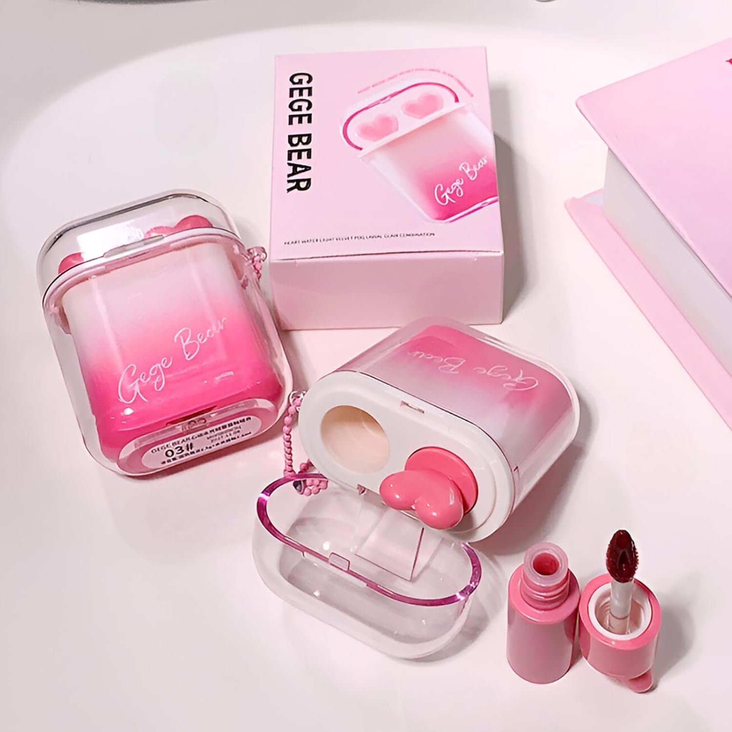 Gege Bear Heartbeat Water-Gloss Velvet Matt Lip Glaze | Velvet Matte and Glossy Dual Formula | Liquid Lipstick Long Lasting Waterproof | Non-Sticky Gloss Moisturizing Lip Tint | Light Pink Brown Shade | Heart Packaging Design with Lipstick Brush | Candy Aesthetic Perfect For Women (04# Nutcracker, 2.5g)-image-15
