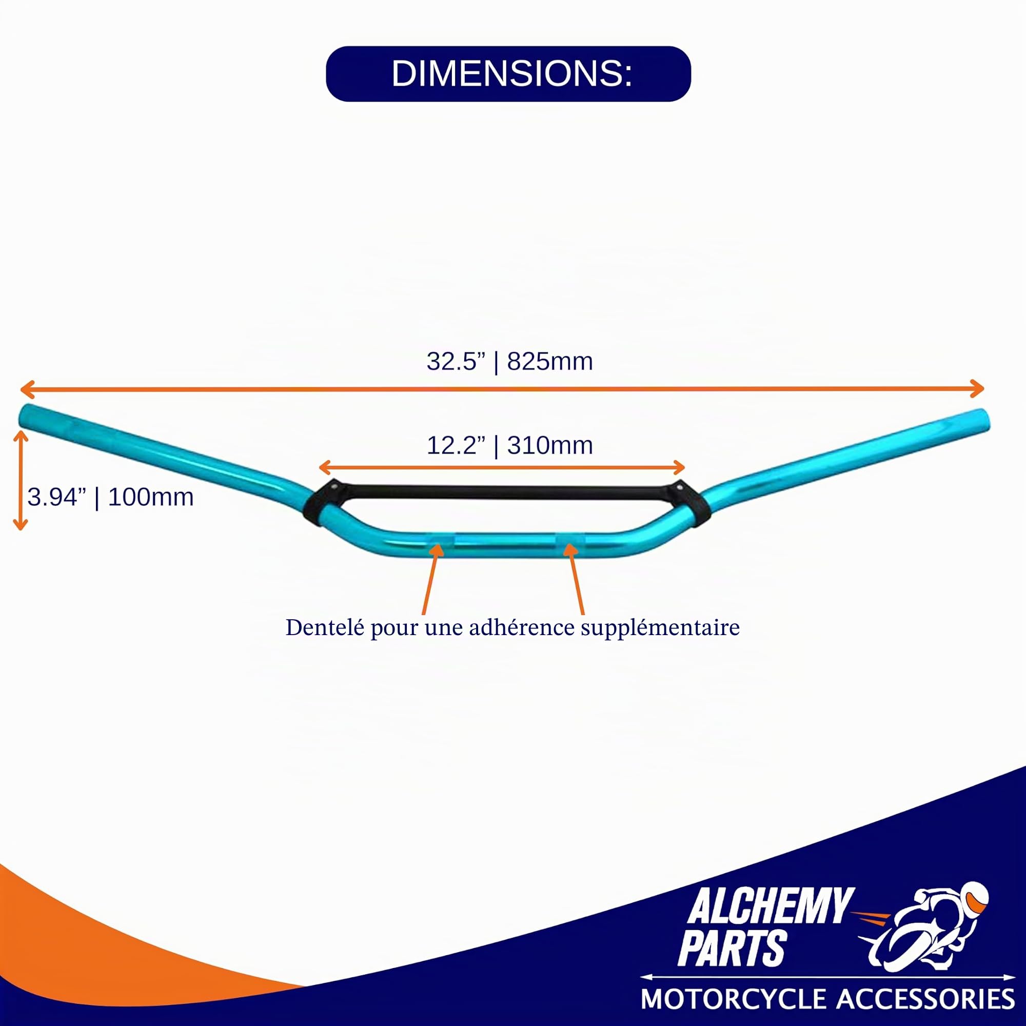 Moto Guidon Pour Trail Motocross Roadster Streetfighter Scrambler Supermotard Renforcé - 22mm 7/8 Pouce | Bleu