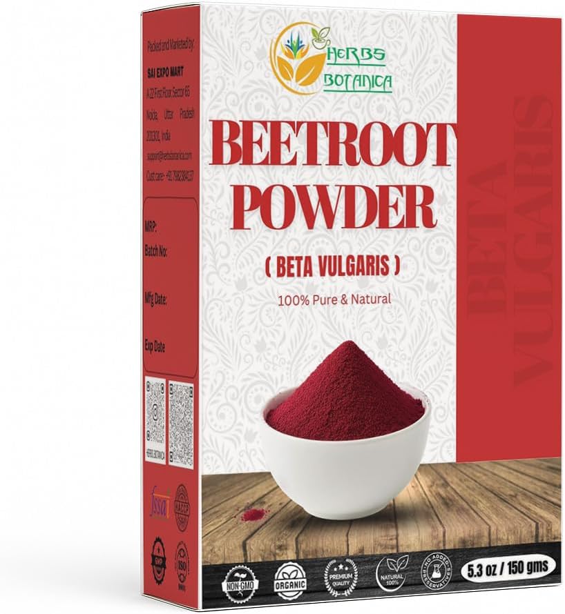 Herbs Botanica Beetroot Extract Powder 5.3 Oz, 150 GMS Nitric Oxide Booster, Boost Stamina and Increases Energy, Beet Root Powder Natural