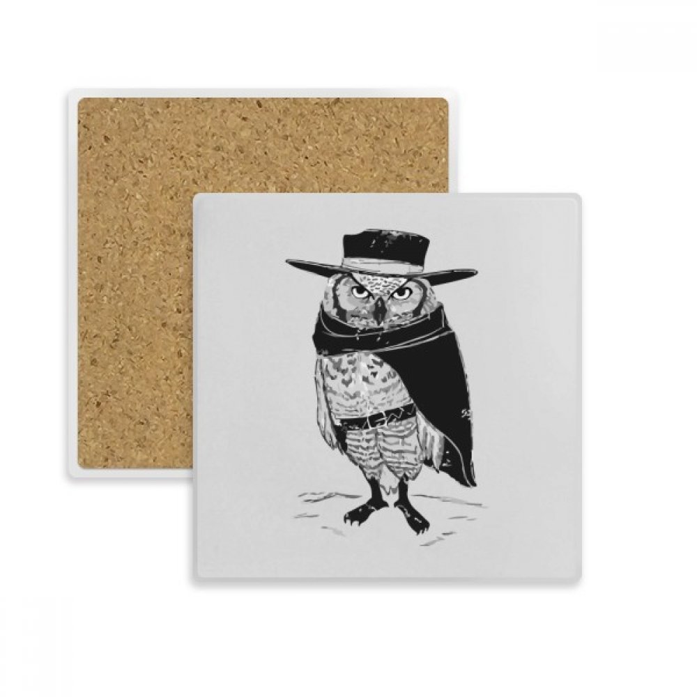 Chouette oiseau dessous de verre absorbant en pierre multicolore