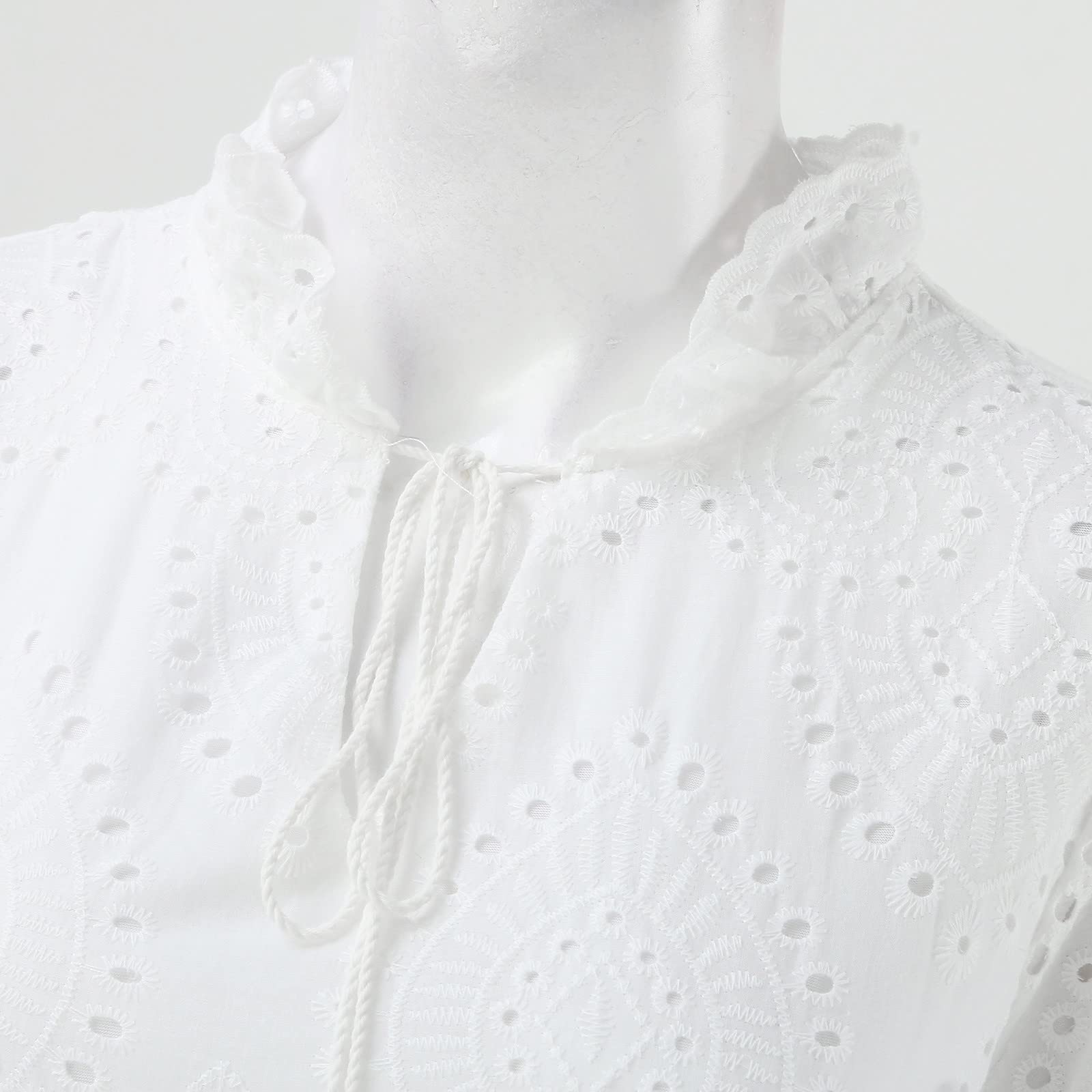 Robe d'été Femme Bohème Chic en Dentelle Robes Grande Taille Légères Lâche Robe Blanche Femme Ample Évasée de Plage Loisirs Mariage Robes Mi Longue A-Ligne Chic et Elegant Dress Longue Ete Boheme