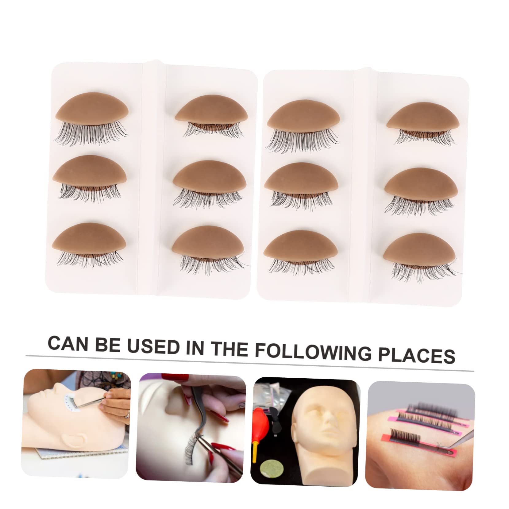 BELLIFFY 3sets Makeup Practice Head Silicone Eyelash Replacement Eyelids 6pairs*3