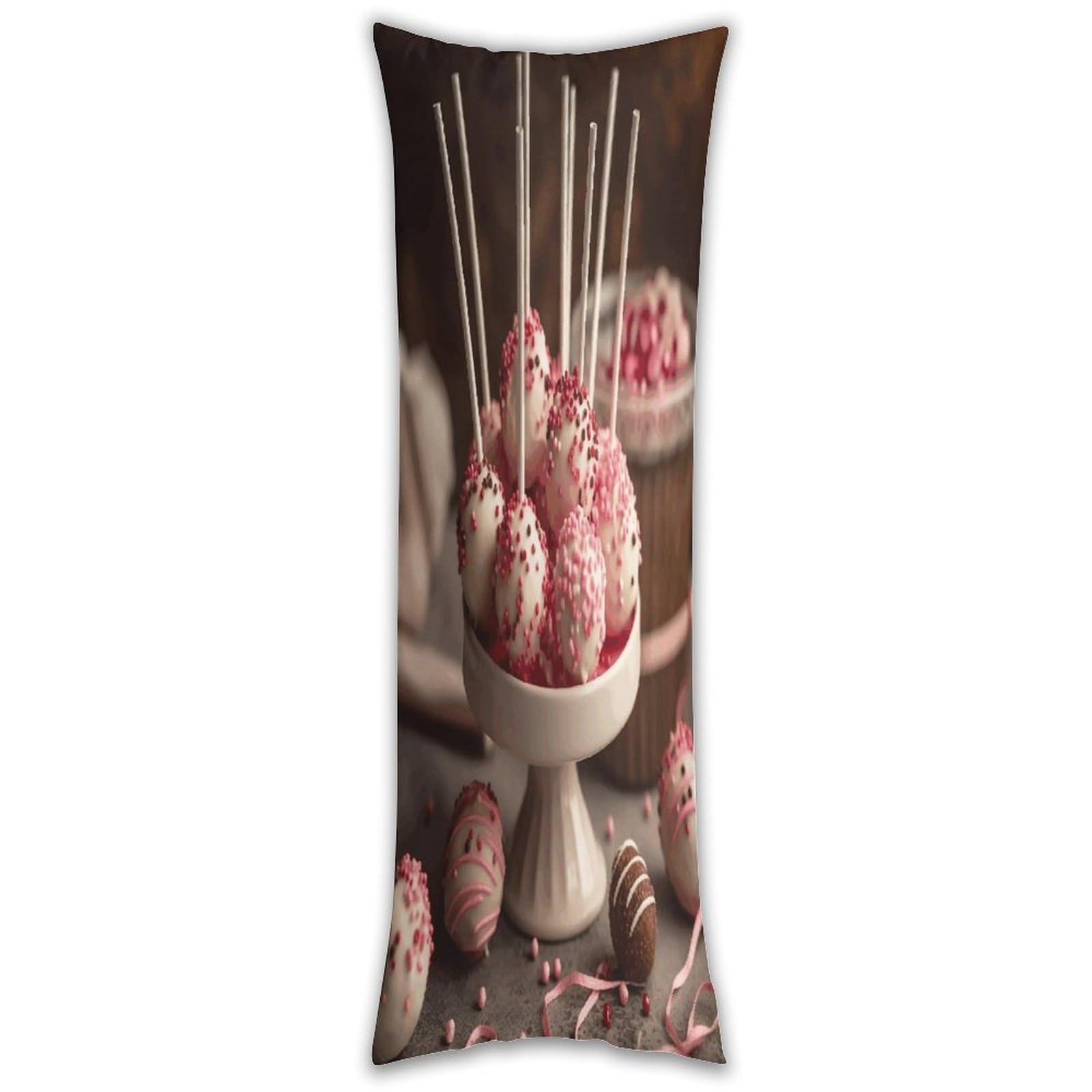 Stack of Cake Pops Pillow Cases Breathable Vertical Long Pillowcase Body Pillowcase with Hidden Zipper Closure Soft and Cozy Pillow Cover 20x54 Inches for Bedroom Couch