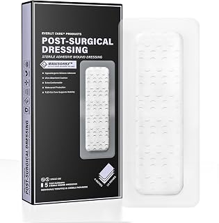 EVERLIT Post-Surgical Dressing | Sterile Waterproof Adhesive Dressing for Post-Operative Wound Care | Hypoallergenic Silicone Coated Bandage for Surgical Incision Pack of 5 (4" x 10")