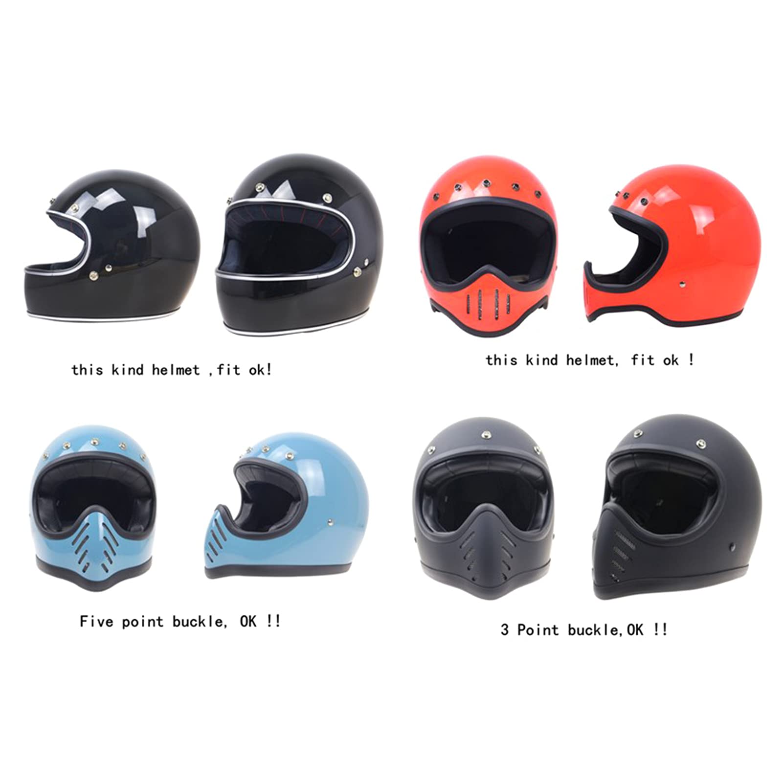 Shkalacar 3-Snap Button Bubble Visiera con Visiera Flip-up per Casco Moto Retro Open Face