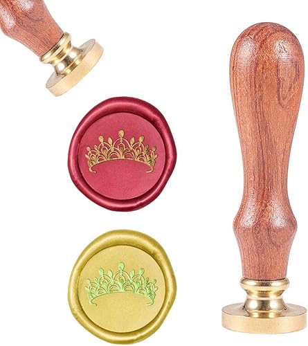 CRASPIRE Sello de cera con corona de sellado de corona de 0.98 pulgadas (0.984 in), sello de sellado de cabeza de latón extraíble con mango de