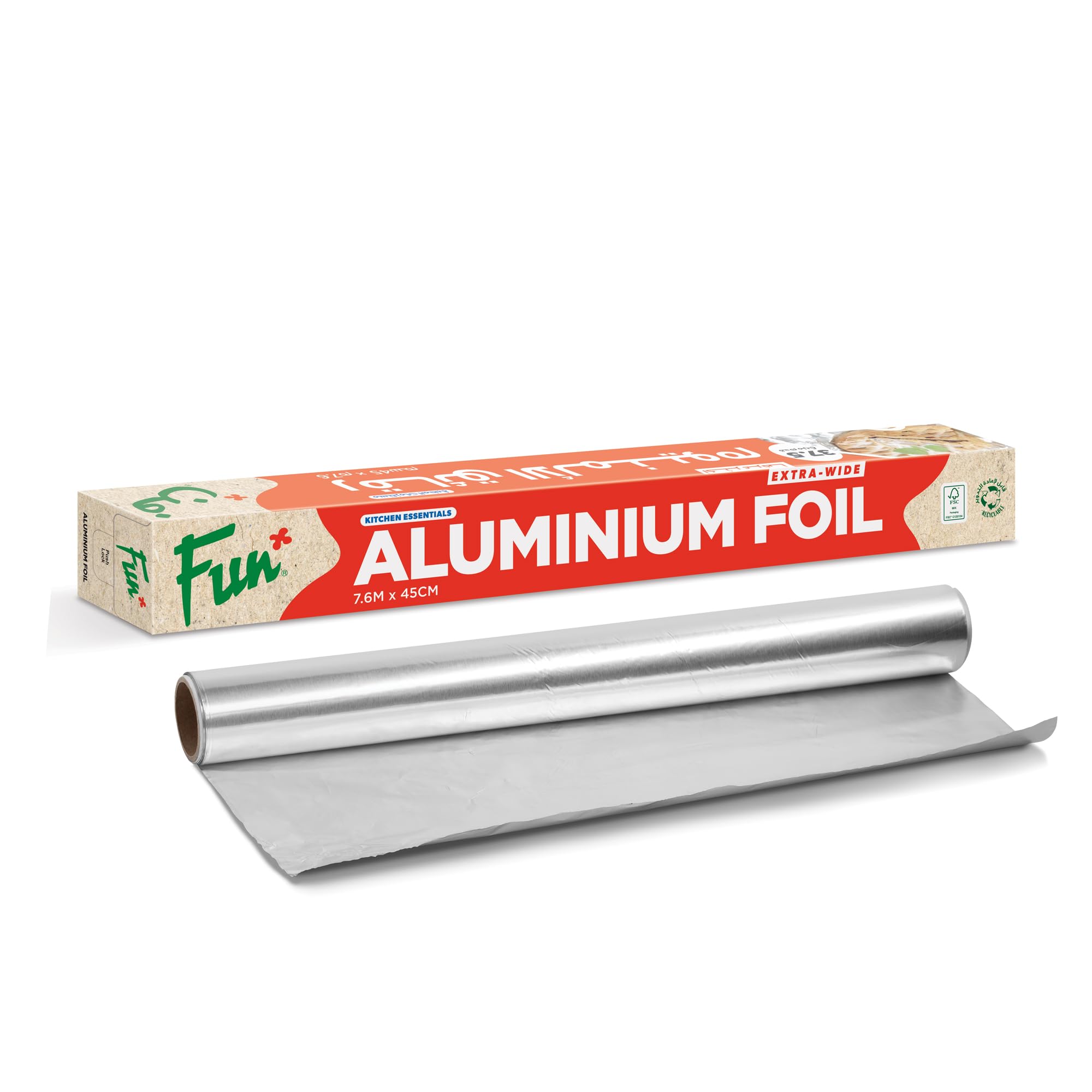 Fun Extra-Wide Aluminium Foil 7.6M x 45CM, 37.5sqft – Heavy Duty Kitchen Wrap for Cooking, Grilling, Baking, Roasting & Freezer Storage – Ideal for Home & Commercial Use (Pack of 1)