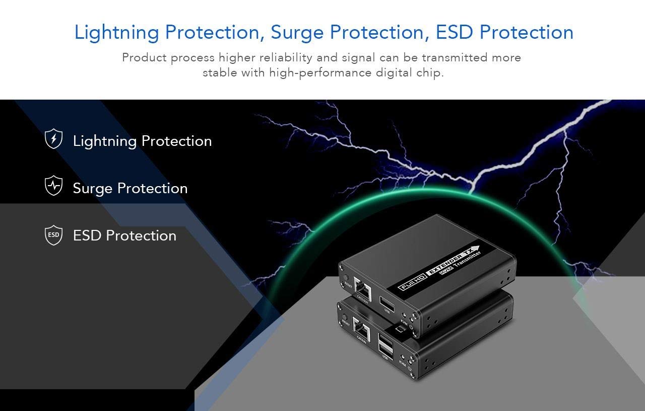 PremiumCord Extension KVM HDMI jusqu'à 70 m avec Transmission USB Via câble Patch Cat6/Cat6A/Cat7, boîtier en métal, Compatible avec Full HD 1080p 60 Hz