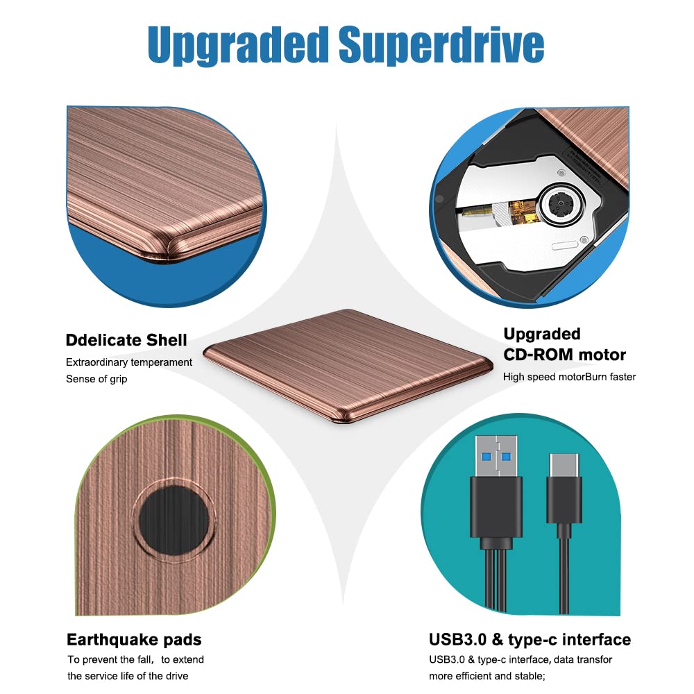 Amazon Com Versiontech External Cd Dvd Drive Usb 3 0 Type C Portable Ultra Slim Burner Player Writer Superdrive Cd Dvd Rw Compatible With Windows 10 8 7 Xp Vista Mac Os System For